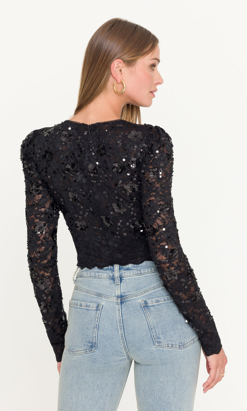 Safia Sequin Lace Top